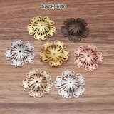 50 Pcs Brass Filigree Flowers 32mm 7 Colors Metal Bead Caps
