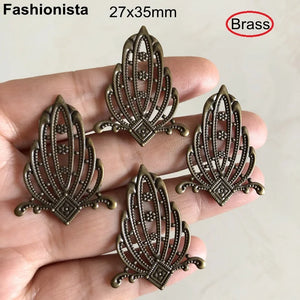 50 Pcs 27x35mm Brass Filigree Ornament - Assorted Colors