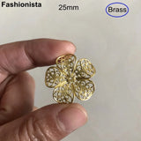 50 Pcs Brass Flowers 25mm Filigree Flower Bead Caps Raw Brass/Silver Jewelry