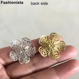 50 Pcs Brass Flowers 25mm Filigree Flower Bead Caps Raw Brass/Silver Jewelry