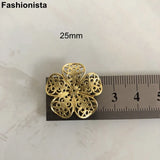 50 Pcs Brass Flowers 25mm Filigree Flower Bead Caps Raw Brass/Silver Jewelry