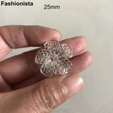 50 Pcs Brass Flowers 25mm Filigree Flower Bead Caps Raw Brass/Silver Jewelry