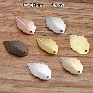50 Pcs Brass Leaf Charms 16x25mm Silver Bronze 7 Colors Metal Leaf Pendant