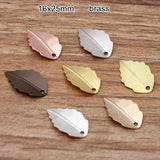 50 Pcs Brass Leaf Charms 16x25mm Silver Bronze 7 Colors Metal Leaf Pendant