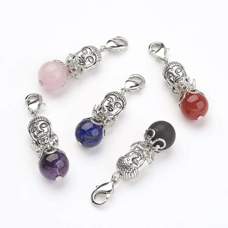 50 Pcs Buddha Heads Charms for DIY Jewelry Making