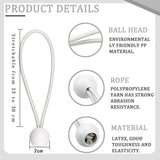 50 Pcs Bungee Cord Elastic Ties for Marquees, Tents, Banners (White)