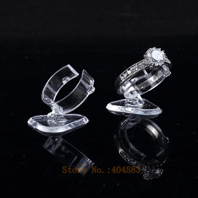 50 Pcs Clear View Elastic-C Circle Plastic Ring Display Holder Stand