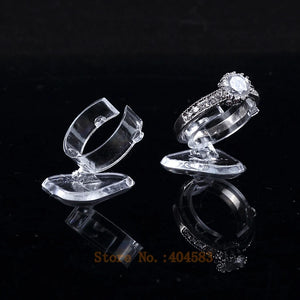 50 Pcs Clear View Elastic-C Circle Plastic Ring Display Holder Stand