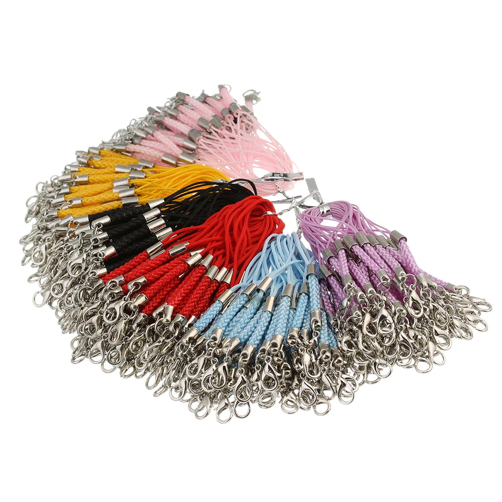 50 Pcs Colorful Lanyard Strap Cord Lobster Clasp Rope DIY Jewelry Keychain