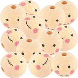 50 Pcs Smile Beads Wood Loose Round Wooden Hair Craft Wooden Beads