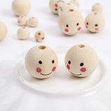 50 Pcs Smile Beads Wood Loose Round Wooden Hair Craft Wooden Beads