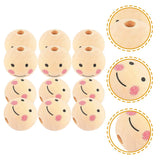 50 Pcs Smile Beads Wood Loose Round Wooden Hair Craft Wooden Beads