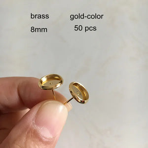 50 Pcs Gold Brass Earrings Cups, DIY Earrings Supplies - AB