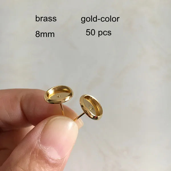 50 Pcs Gold Brass Earrings Cups, DIY Earrings Supplies - AB