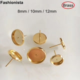 50 Pcs Gold Brass Earrings Cups, DIY Earrings Supplies - AB