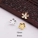 50 Pcs Metal Flower Bead Caps Gold/Silver 13mm Five-Petal Bowl Flowers