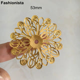 50 Pcs Large Filigree Metal Flowers 53mm Steel Color Round Flower Ornament
