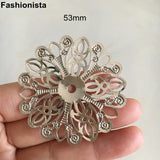 50 Pcs Large Filigree Metal Flowers 53mm Steel Color Round Flower Ornament