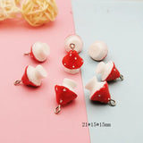 50 Pcs 3D Mushroom Charms Flatback Resin Cabochons for Earrings Keychain DIY