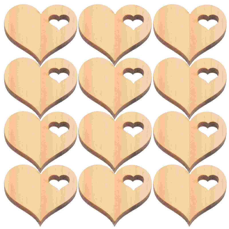 50 Pcs Love Wood Chips Crafts DIY Unfinished Wooden Heart Supplies