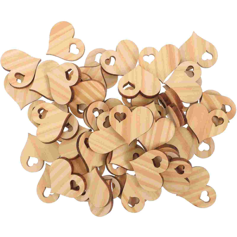 50 Pcs Love Wood Chips Heart Slices Crafts DIY Home Decor Unfinished Wooden