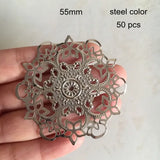 50 Pcs Metal Filigree Flowers Gold/Steel/Bronze Ornament