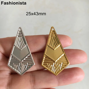 50 Pcs Silver Filigree Rhombus Charms 25x43mm for Earrings DIY
