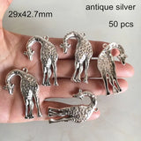 50 Pcs Metal Giraffe Charms 29*42.7mm Zinc Alloy Pendant Antique Animal DIY