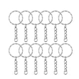 50 Pcs Metal Split Key Chain Twisted Round Keychain (White K Pattern)