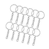 50 Pcs Metal Split Key Chain Twisted Round Keychain (White K Pattern)