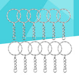 50 Pcs Metal Split Key Chain Twisted Round Keychain (White K Pattern)