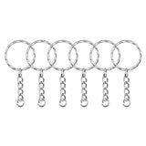 50 Pcs Metal Split Key Chain Twisted Round Keychain (White K Pattern)