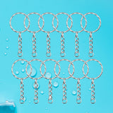 50 Pcs Metal Split Key Chain Twisted Round Keychain (White K Pattern)