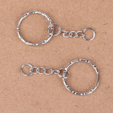50 Pcs Metal Split Key Chain Twisted Round Keychain (White K Pattern)