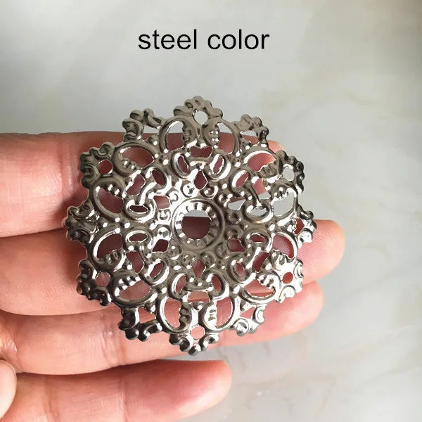 50 Pcs Metal Stamping Filigree Flowers 45mm DIY Jewelry Findings