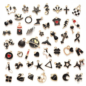 50 Pcs Drip Oil Alloy Pendant Necklace Earrings DIY Jewelry Accessories