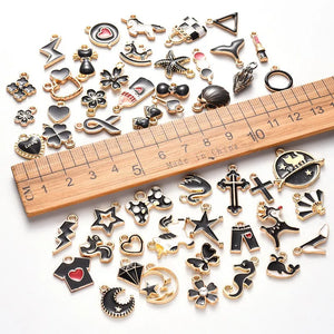 50 Pcs Drip Oil Alloy Pendant Necklace Earrings DIY Jewelry Accessories