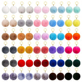 50 Pcs Pom Pom Fluffy Keyrings Plush Charm Keyring Colorful Faux Fur
