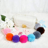 50 Pcs Pom Pom Fluffy Keyrings Plush Charm Keyring Colorful Faux Fur