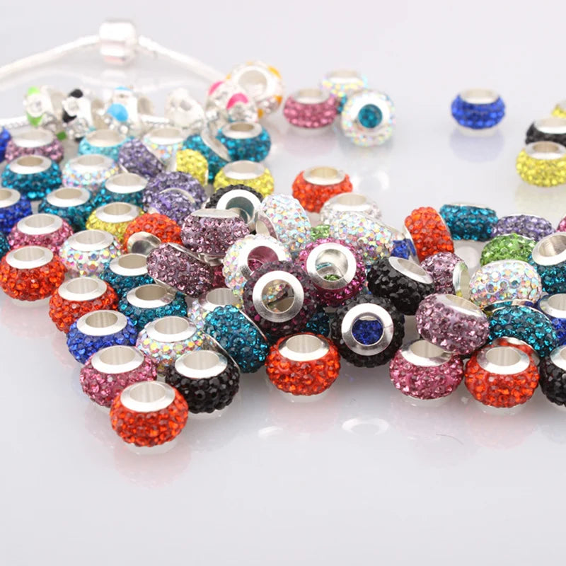 50 Pcs Mixed Austria Crystal Beads Rhinestone Charms DIY Bracelet Bangle Jewelry