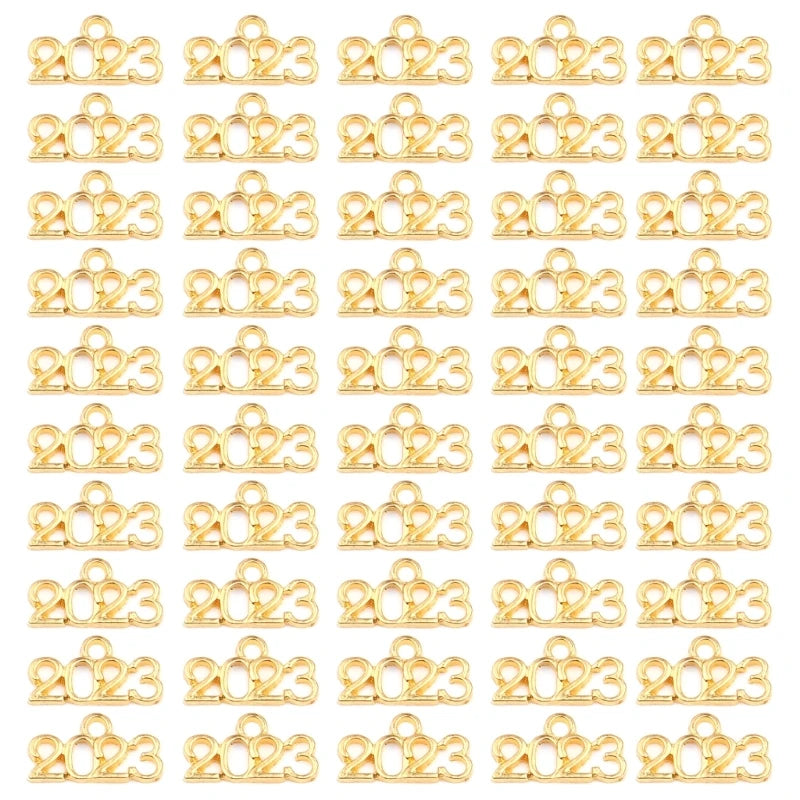 50 Pcs Year Number Anniversary Pendant DIY Jewelry Accessories