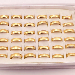 50 Pcs/lot Golden Stainless Steel Rings Wedding Lover Ring