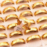 50 Pcs/lot Golden Stainless Steel Rings Wedding Lover Ring