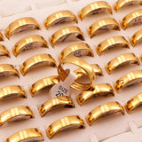 50 Pcs/lot Golden Stainless Steel Rings Wedding Lover Ring