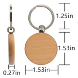 50 Piece Round Wood Keychain Blanks