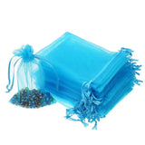 50 Pcs 4x6 in Organza Gift Bags Drawstring Jewelry Pouch Wedding Favor Aqua Blue