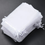 50 White Organza Gift Bags 4x6 Drawstring Jewelry Pouches Wedding Party Favors