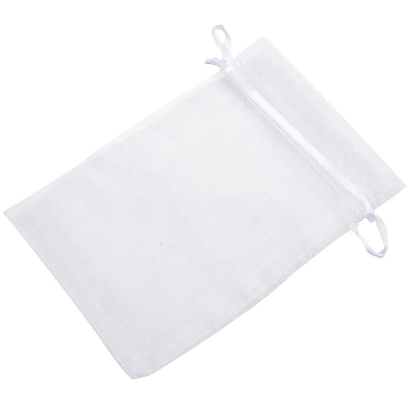 50 White Organza Gift Bags 4x6 Drawstring Jewelry Pouches Wedding Party Favors
