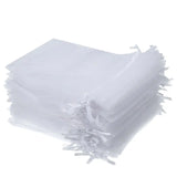 50 White Organza Gift Bags 4x6 Drawstring Pouches Wedding Party Fav