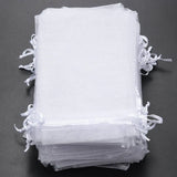 50 White Organza Gift Bags 4x6 Drawstring Jewelry Pouches Wedding Party Favors